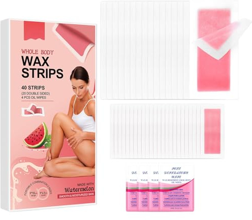 Bandas Depilatorias, Cera Depilatoria Facial,Bandas de Cera Fría para Depilatoria Facial Listas para Usar, apto para la depilación del rostro, axilas, brazos y piernas, y apto para todo tipo de piel.