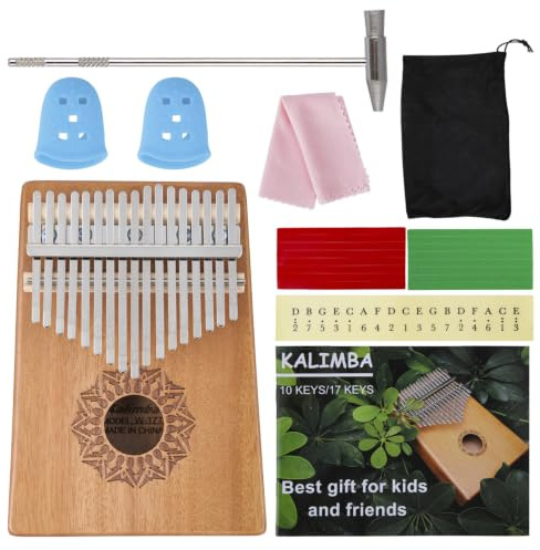 17 Key Wooden Kalimba Thumb Piano Instrument Set for Beginners | 17 Keys, Solid Wood, Clear Resonant Sound, Complete Accessory Kit, Easy to Learn, Portable Thumb Piano, Music Gift Choice
