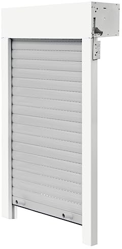 Schellenberg 20098 Aufsatzrollladen Komplettset PVC Mini – 100 x 120 cm weiß/grau, Rolladen in Höhe und Breite kürzbar, mit integrierter EPS-Dämmung und umfangreichem Zubehör für die Selbstmontage