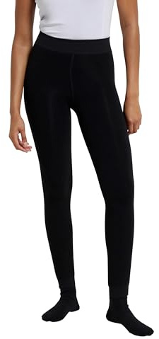 Mountain Warehouse Womens Fluffly Fleece Lined Leggings - Lightweight Ladies Tights, Breathable Underwear, Warm Underlayer - Best for Skiing, Snowboarding Black M
