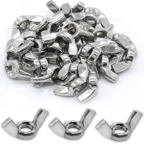 Kyuionty 60 PCS Wing Nuts 1/4-20, Stainless Steel Butterfly Wing Nuts, Hand Twist Tighten Ear Wingnuts Fasteners Parts