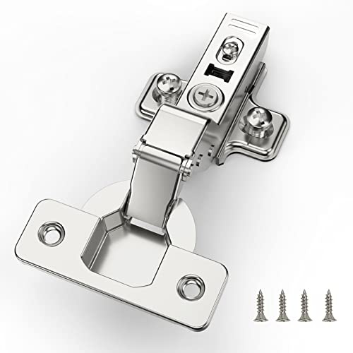Furniware 10 piezas de bisagras de gabinete, Arremetido Bisagras Estándar Distancia del agujero 45 mm con resorte hidráulico Bisagras de gabinete de cocina de cierre suave perfecto
