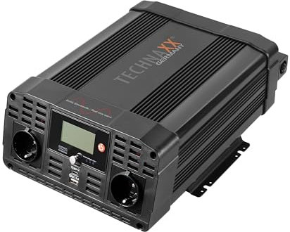 Technaxx KFZ Wechselrichter 12V auf 230V Reiner Sinus 3000W/6000W –TÜV-zertifizierter Auto Spannungswandler mit LC-Display, 2X Schuko&USB-A QC 3.0 + USB-C – Inverter für Wohnmobil, Camping, Boot–TE23