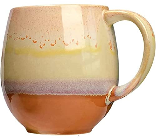 VollfitYYu Porzellan Kaffeebecher 500ml Große Kaffeetasse mit Griff Keramik Teetasse Trinkbecher Bürotasse Frühstücksbecher Kakaobecher für Heiß- und Kaltgetränke (Braun)