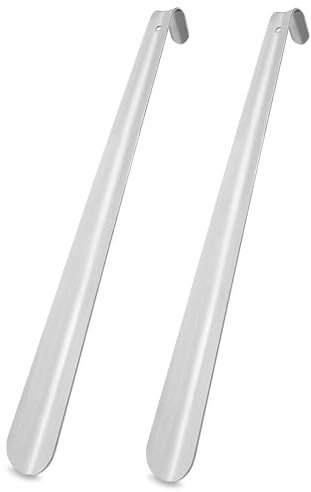 Diompirux 2 stück 42cm Edelstahl Schuhlöffel, Schuhlöffel Metall mit Löchern zum Aufhängen, Einfach zu tragen mit Einer Glatten Oberfläche, Lang Stabil Schuhlöffel, für alle, Anziehhilfe für Schuhe