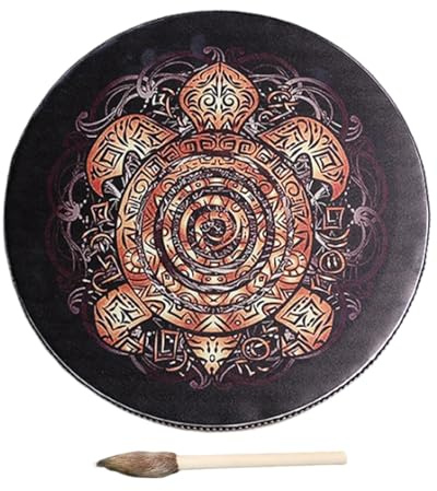 Shamanic handtrumma | Handgjord Shaman-trumma | Spirituell trumma, handdesignad shaman-trumma med trumpinne, Music Spirit bastrumma