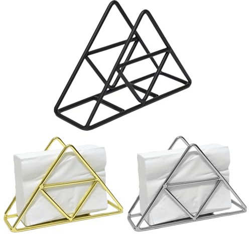 3 Stücke Serviettenhalter aus Eisen : Vertikaler Serviettenhalter, Dreieckige Gestaltung, errichtete servietten, Schwarz Serviettenhalter für Arbeitsplatte, Küche, Esstisch, Party Dekoration