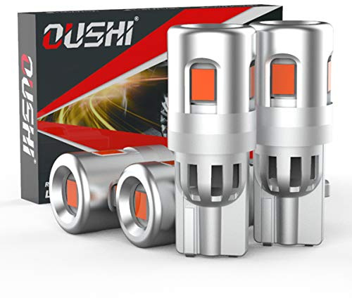 OUSHI T10 W5W LED Lampadine Canbus, 194 168 158 2825 12V Sostituzione Per Auto Luce Interiore Cupola Di Luce Indicatore Di Direzione Spia (Rosso Brillante 4pcs)