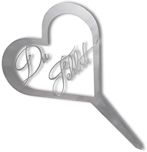 Rostikal Grabstecker Herz Du Fehlst aus Metall - stilvolle Grabdeko für Friedhof und Garten - wetterfestes und langlebiges Gedenkstecker Schild mit Gravur als Grabschmuck Haustier