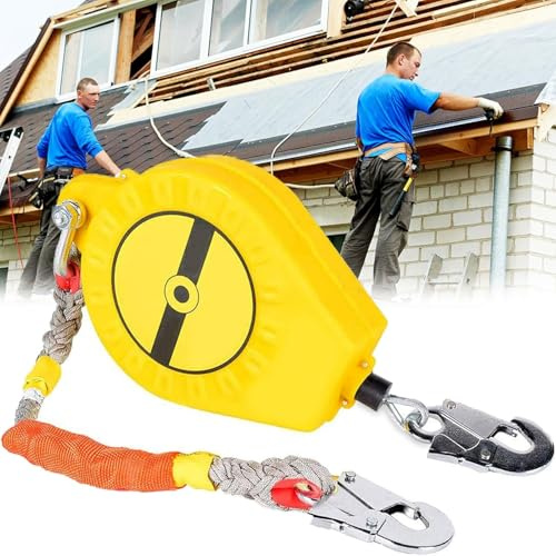 Kit de sécurité télescopique anti-chute avec câble en acier - Dispositif de sécurité pour toiture, escalade et travail en hauteur - Système anti-chute très résistant
