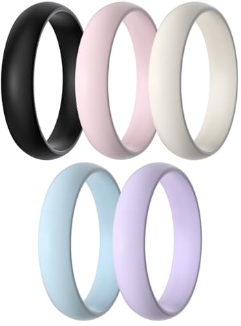Egnaro Silicone Rings for Women, 4/5/8 Multi-pack Rubber Wedding Bands