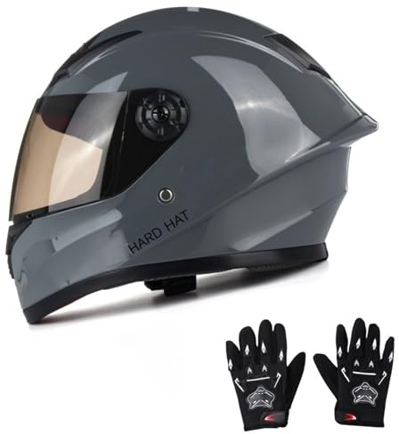 Casco De Motocicleta para Niños, Casco Integral para Karting, Scooter, Homologado por ECE/Dot, Casco Pequeño para Ciclomotor con Guantes, Apto para Todas Las Estaciones. 3,XL(53-54CM)