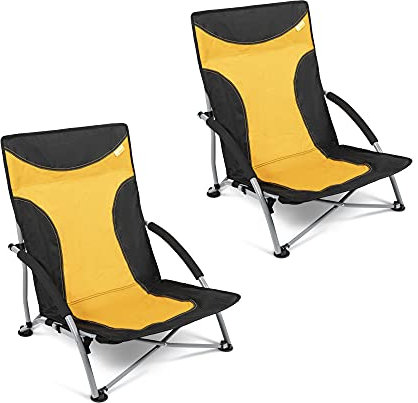 CamperWave Strandstuhl im 2er-Set | bequemer + extra Stabiler Strandstuhl | Extra breite Standfüße | Robustes 600D Rip-Stop Gewebe | Packmaß nur 15 x 18 x 77cm | inkl. Tragetasche
