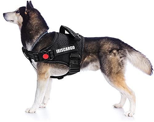 No Pull Dog Harness, dogs harness with Handle Adjustable Padded Harness, front Clip Puppy Vest Harnesses Reflective Breathable Soft Mesh Lightweight easy Control for Outdoor Training Walking(upgrade)