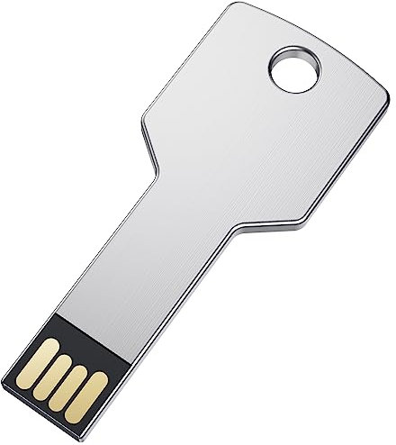 Uflatek 64GB USB Stick Schlüsselform Speicherstick USB 2.0 Flash-Laufwerk Silber Tragbar Flash Drive Wasserdicht Memory Stick Schlüssel Datenspeicher Gutes Geschenk für Geburtstag