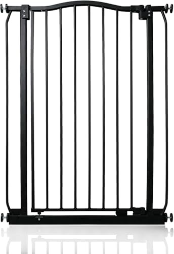 Safetots Extra Tall Curved Top Hundgrind, 71cm - 80cm, Mattsvart, Extra Hög 100cm i Höjd, Tryckmonterad Trappgrind, Barngrind för Dörrar, Hallar och Utrymmen, Säkerhetsbarriär, Enkel Installation