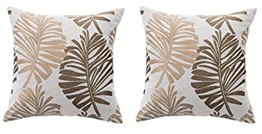 2 Pezzi Federe Copricuscini 45 x 45 cm, Federa per Cuscino Decorazioni in Lino con Cerniera Invisibile,Fodere Cuscini per Divano, Sofà, Interni ed Esterni. (dorato)