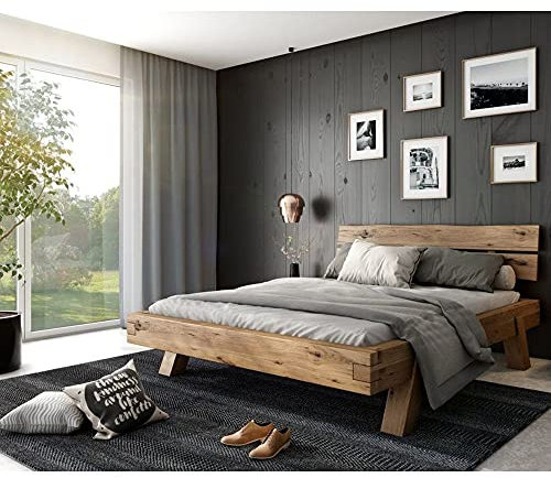 Elfo Bett Balkenbett Doppelbett Hanna 180x200cm Rustic-Eiche NEU/OVP