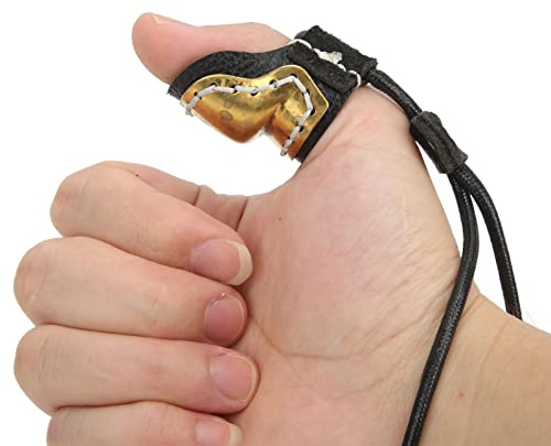 Guante de tiro con arco Protector de dedo del pulgar de caza, anillo de pulgar de tiro con arco de latón de cuero suave Anillo de protección de pulgar Protector de dedo de tiro con arco para tiro con