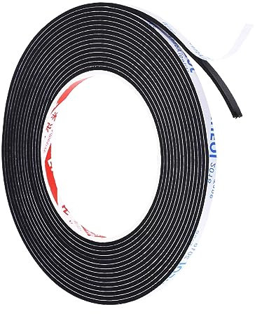PATIKIL 1 Rollo 5m EVA Cinta Selladora Espuma Burlete Sellado, 5mm x 2mm (W*T) EVA Adhesivo de Alta Densidad Tira para Anti Frío, Aislante,Ruido y Colisión, Blanco, Negro
