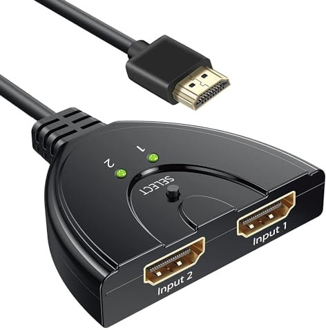 Herfair HDMI Switch,HDMI Splitter 2 in 1 Out,Manual HDMI Switcher with Pigtail Cable Supports 4K HDR 3D 1080P HDCP for PS4/PS3, Xbox, Firestick, HDTV, DVD, Blu-ray Player