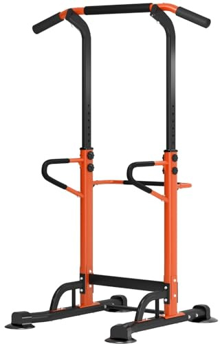 sogesfurniture Power Tower Dip Station, attrezzo multifunzione per l'allenamento con sbarra per trazioni e maniglie per flessioni, regolabile in altezza da 190-230cm