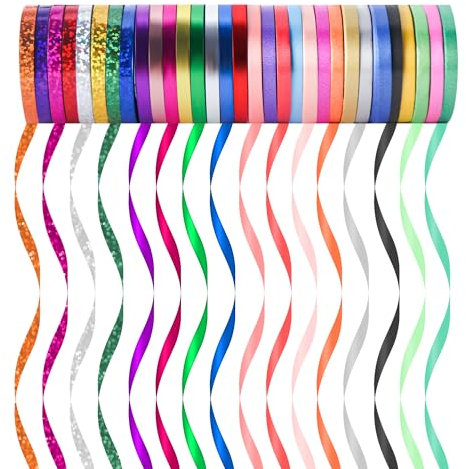 31 Rollen Ringelband Geschenkband Set, 5MM Geschenkbänder für Geburtstag Luftballons Hochzeit Geschenkverpackung Florist Luftballon Schleifen und Saisonale Deko, 10 m/Rolle (gemischte Farben)