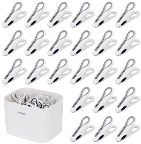 Auauraintt 36 pezziMollette da bucato,Con cestino portaoggetti,Mollette Senza traccia, forte forza di serraggio, molletta antiscivolo, adatta per l'uso su stendibiancheria o stendino