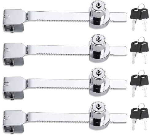 mizikuu verrous de scie coulissantes, 4 pièces Serrure de Terrarium Coulissante en Verre Serrure de Porte Terrarium Vitrine Coulissant serrure à cliquet pour porte en verre