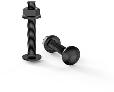 ORTAVA Tornillos de bloqueo M5 × 30 óxido negro DIN 603 (20 unidades), con tuerca de brida hexagonal, de acero inoxidable A2 V2A, tornillos de cabeza redonda plana