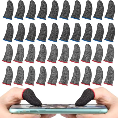 SIOPPKIK 40 Piezas Gaming Finger Sleeves, Guantes de Dedos para Juegos Móviles Manga del Pulgar de Pantalla Táctil Dedales Profesionales para Juegos Dedales Resistentes Al Sudor Transpirables