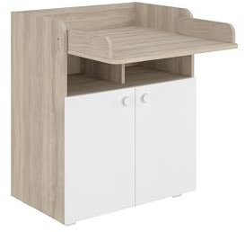 Shefa Wickelkommode 700 - Moderne Babyzimmer Kommode, 47 x 70 x 86 cm Weiß Ulme