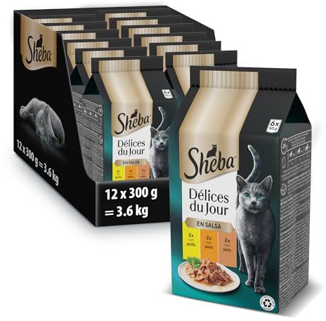 Sheba cibo umido per gatti con pollo, tacchino, anatra in salsa 6x50g