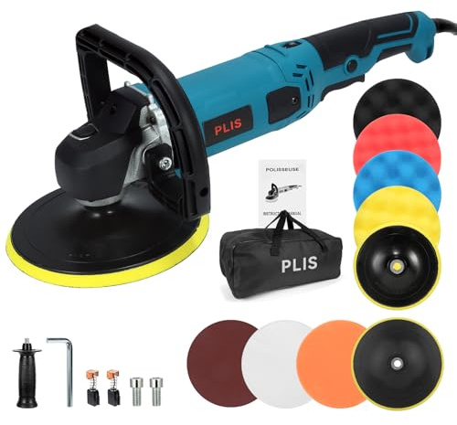 PLIS Buffer Polisher, 6 Inch/7 Inch Buffer Polisher Kit, 1400W Variable Speed Polishing Machine, 600-3000 RPM, for Car Detailing, Paint Polishing, Buffing and Waxing