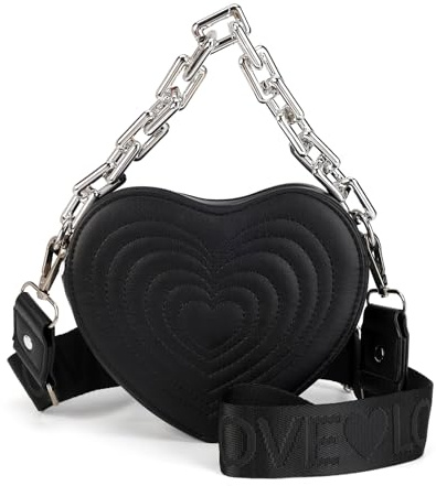 Gladdon Joli petit sac à main pour adolescentes, petit sac à bandoulière et sac à main, sac en forme de cœur avec chaîne, sac cadeau pour filles