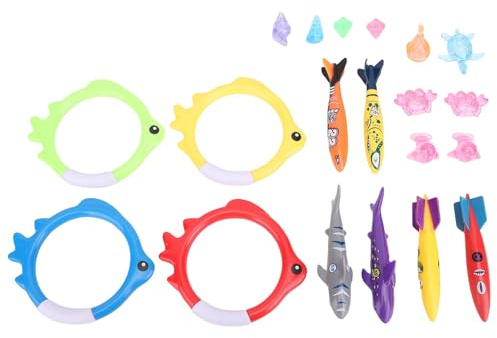 Set di Giocattoli da Nuoto per Bambini in Piscina Estiva con Anelli da Immersione e Giocattolo per Squali, Giochi Divertenti in Piscina per Bambini