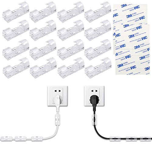 NATUCE 40PCS Organizador de Cables con Adhesivo, Abrazadera de Cables, Clips de Cable Adhesivos, Sujetacables de Alambre, Organizador de Cables Clip para Cables en Hogar, Oficina y Coche (7mm-40pcs)
