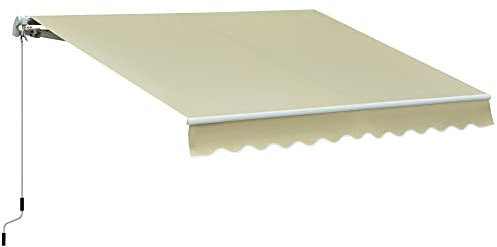 Outsunny Tenda da Sole per Esterno 3x2.5m Regolazione con Manovella, in Alluminio e Poliestere, Beige