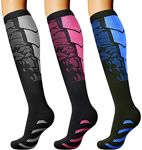 DRESHOW Calze a Compressione Graduata per Uomo E Donna Calze Elastiche Sportive per Atletica, Corsa, Viaggi Volo, Ciclismo