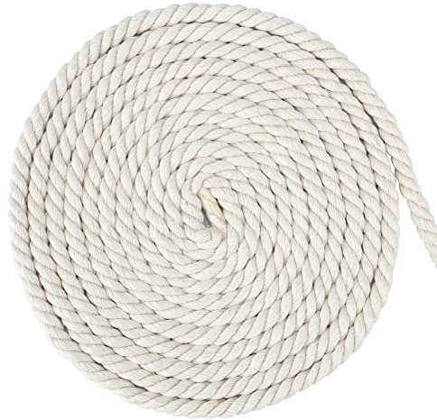 G2PLUS 8MM Beige Macrame Cord -20M Thick Macrame Cotton Rope - Hanging Knitting Craft Rope for Wall Hanging Plant Hanger Knitting Craft