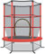 COSTWAY Ø165cm Gartentrampolin mit Sicherheitsnetz, Trampolin bis 135KG belastbar, Indoor-/Outdoortrampolin für Kinder ab 3 Jahre (Rot, Ø165x165cm)