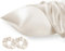 Seiwohl Satin Kissenbezug 40 x 80 2er Set, Weich wie Seidenkissenbezug Silk Pillowcase, Vegane Seide Kopfkissenbezug Kissenhülle Seidenkopfkissen für Haar und Haut mit 2 Haargummis, Beige