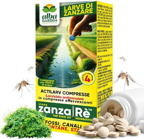 Albagarden - Larvicida Zanzare - Pastiglie di Insetticida Zanzare Giardino Per Disinfestazione Di Pozzetti, Accumuli Di Acqua E Stagni -Trattamento Antizanzare - Actilarv Compresse x 40 Gr