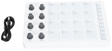 MIDI-Controller, Tragbare MIDI-Beat-Pad-USB-Beat-Maker-Maschine mit 16 RGB-Drum-Pads und 8 Drehknöpfen