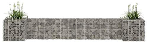 Gecheer Fioriera per gabbioni a H filo di acciaio 260 x 40 cm, fioriera per gabbione, griglia di maglie fiore pianta rialzata letto cesto di gabbione per giardino, terrazza, esterno