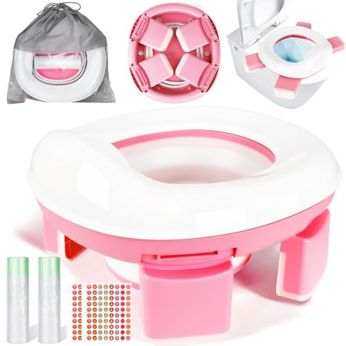 WUSUPU Siège de toilette 3 en 1 - entraînement, déplacements, voyage - 20 sacs de propreté - portable, pliable, antidérapant