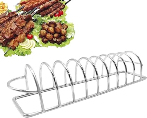 Duroecsain Supporto a costine per griglia – Supporto a costine lunghezza extra in acciaio inossidabile – Accessorio da cucina antiaderente in acciaio inossidabile per barbecue friggitrice senza olio