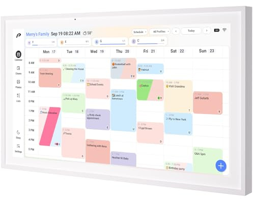 Digital Calendar, 15.6 inch Wall Planner & Chore Chart, Rechargeable Full HD Touchscreen Display, Portable Smart Family Organizer, Event Planner, Desk and Wall mountable, Perfect for Family Schedules - Wall Mount Included No Subscription