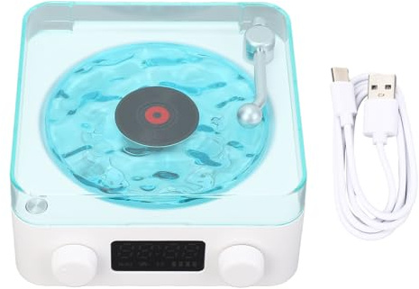 Enceinte Bluetooth Waves, Tourne-Disque Portable Vintage avec Effets sonores de Bruit Blanc, éclairage ambiant réglable, Son Surround 360° pour la détente au Bureau et à la