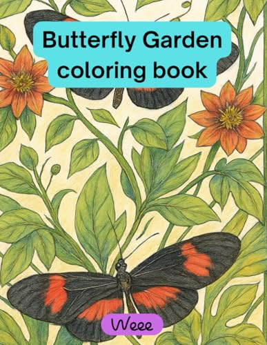 Butterfly Garden: Premium Relaxing Animal Coloring Book for Adults and Teens Featuring Butterflies